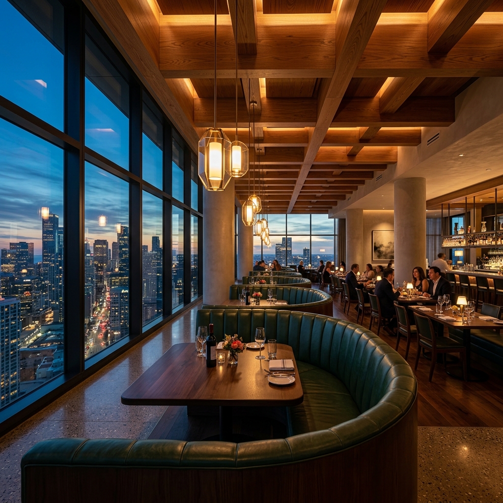 Modern luxury commercial restaurant interior completed by Kiaan Construction in Surrey BC